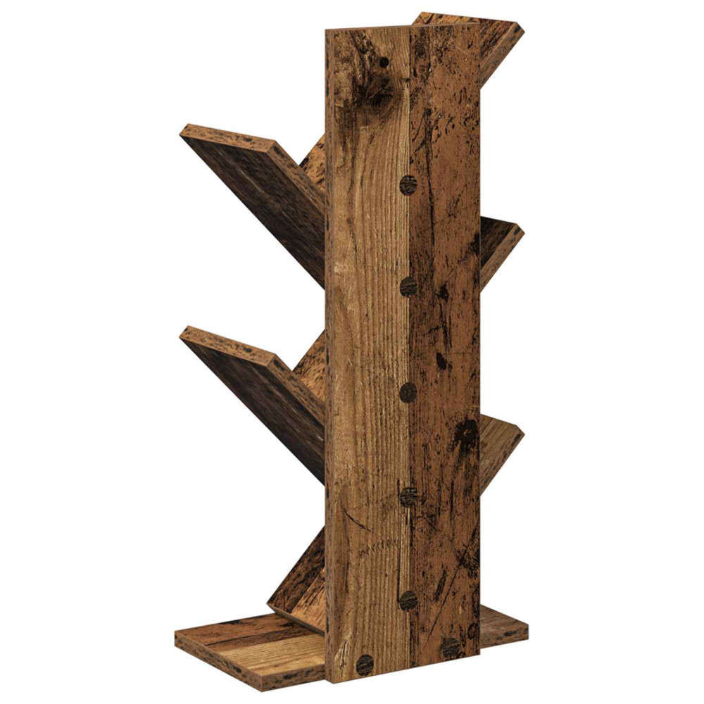 Produktbild för Trä Bokhylla 4-Tier 30 x 18 x 60 cm Konstruerat trä Gammalt trä