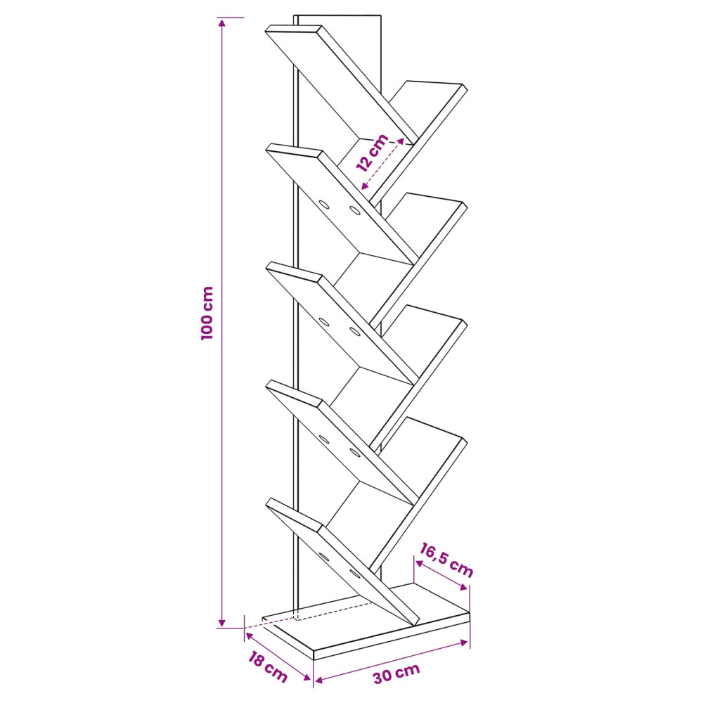 Produktbild för Trä Bokhylla 6-Plan 30 x 18 x 100 cm Konstruerat trä Rökt ek