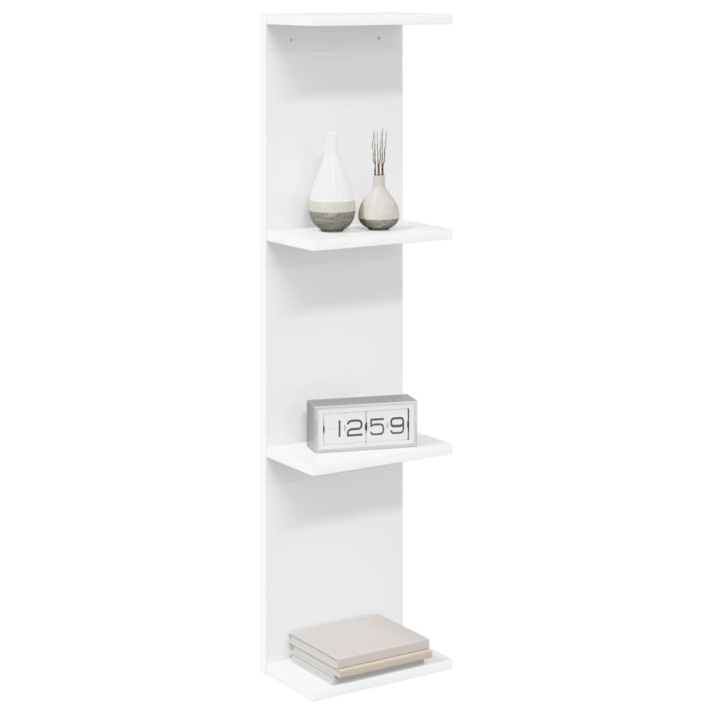 Produktbild för Vägg hylla Vit 25 x 15 x 100 cm Konstruerat trä