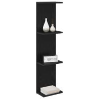 Produktbild för Vägg hylla 2 pcs Svart ek 25 x 15 x 100 cm Konstruerat trä