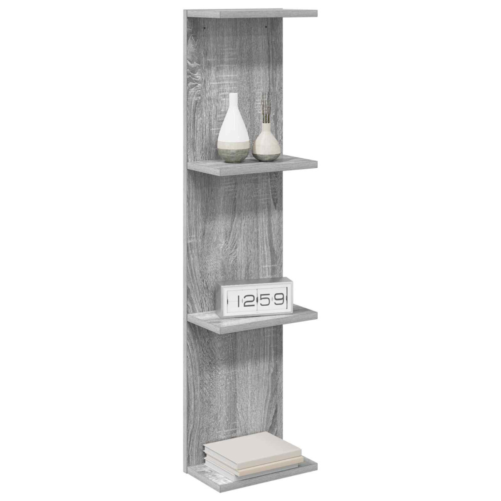 Produktbild för Vägg hylla 2 pcs Grå Sonoma 25 x 15 x 100 cm Konstruerat trä