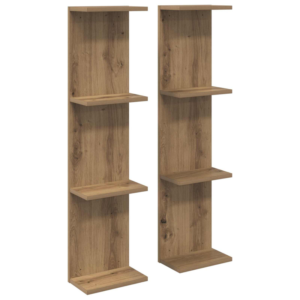 Produktbild för Vägg hylla 2 pcs Artisan-ek 25 x 15 x 100 cm Konstruerat trä