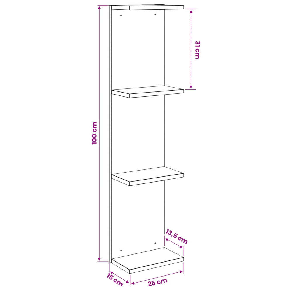 Produktbild för Vägg hylla 2 pcs Artisan-ek 25 x 15 x 100 cm Konstruerat trä