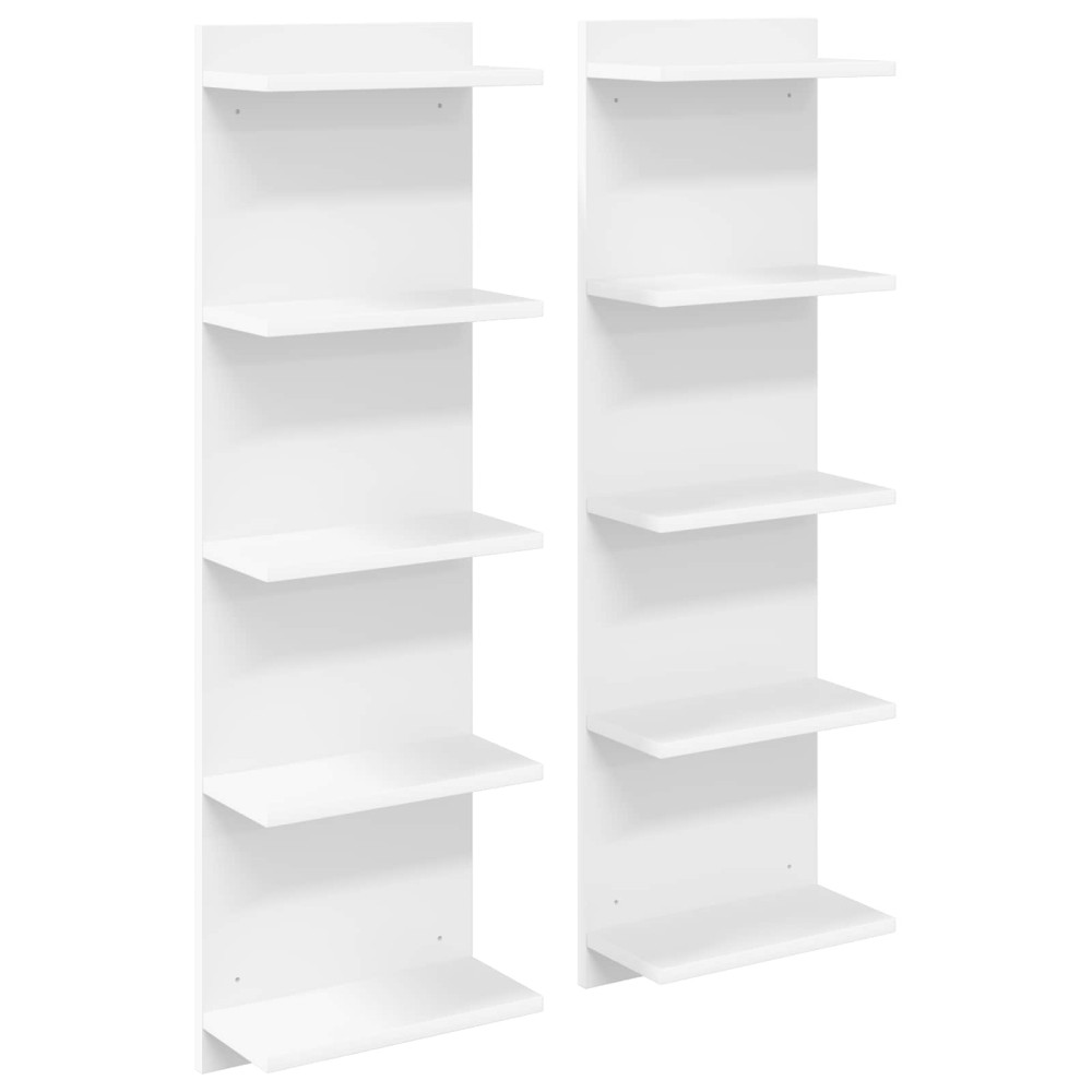 Produktbild för Vägg hylla 2 pcs Vit 30 x 15 x 100 cm Konstruerat trä