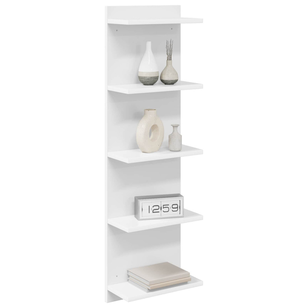 Produktbild för Vägg hylla 2 pcs Vit 30 x 15 x 100 cm Konstruerat trä