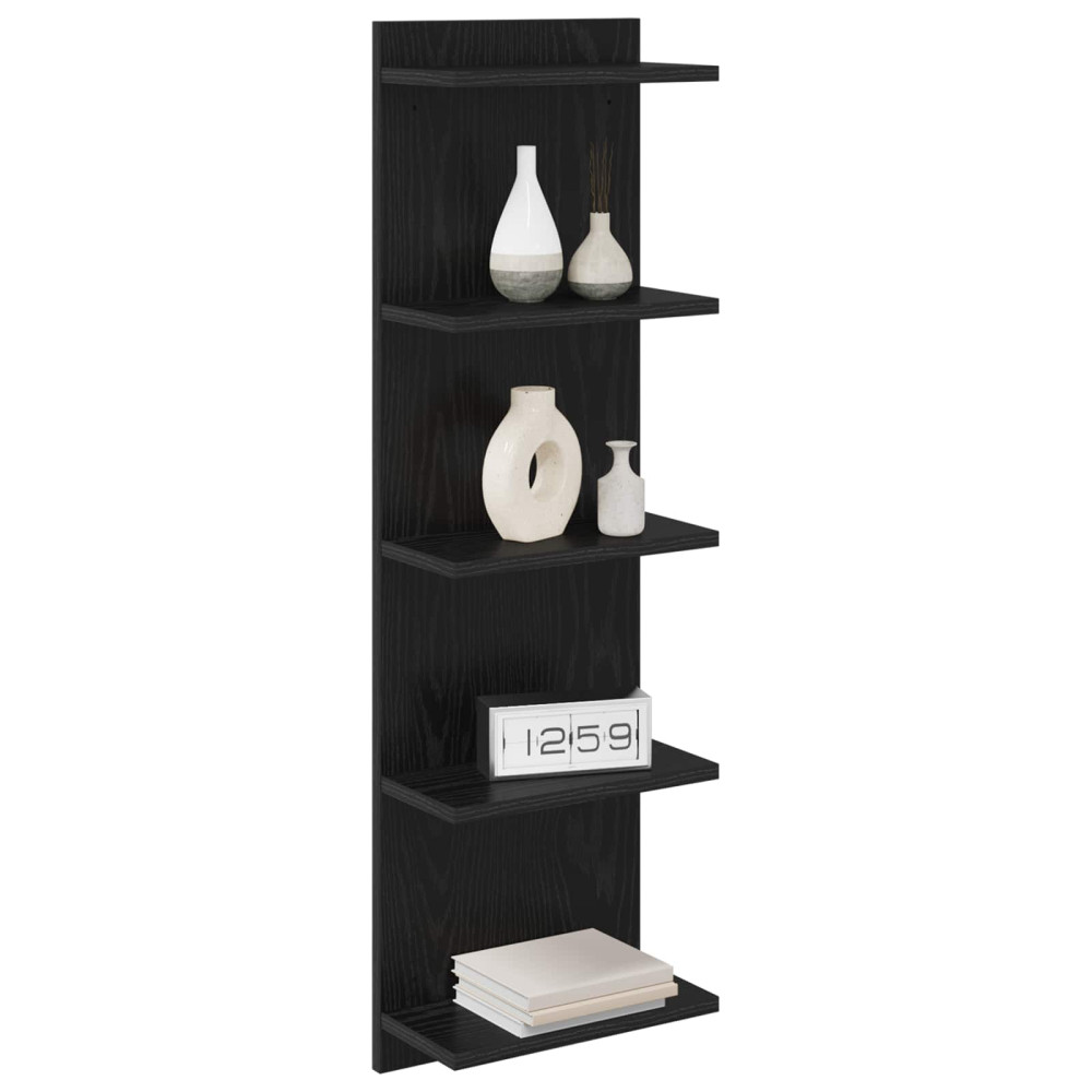 Produktbild för Vägg hylla 2 pcs Svart ek 30 x 15 x 100 cm Konstruerat trä