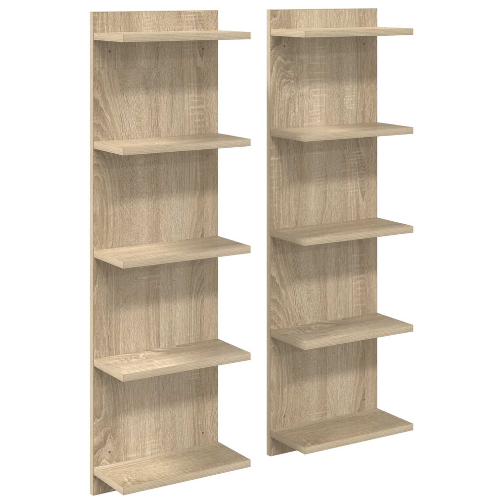 Produktbild för Vägg hylla 2 pcs Sonoma-ek 30 x 15 x 100 cm Konstruerat trä