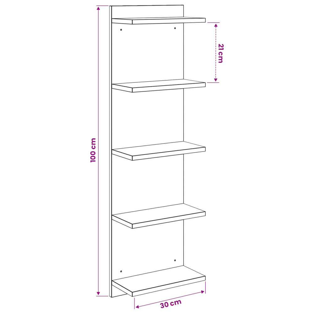 Produktbild för Vägg hylla 2 pcs Sonoma-ek 30 x 15 x 100 cm Konstruerat trä