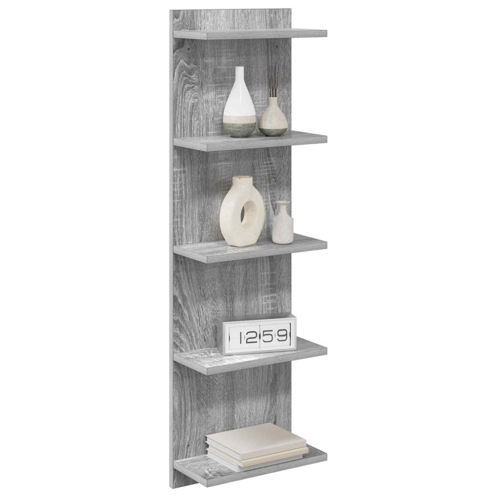 Produktbild för Vägg hylla 2 pcs Grå Sonoma 30 x 15 x 100 cm Konstruerat trä