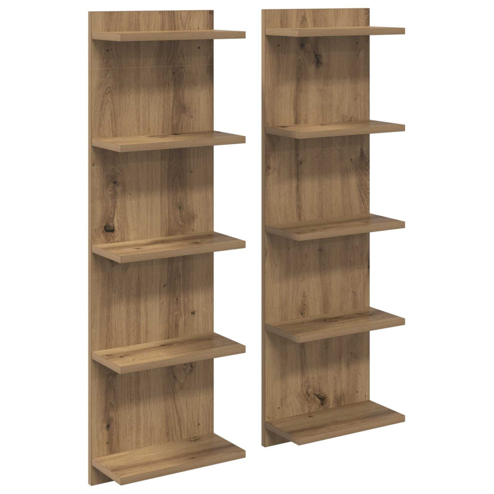 Produktbild för Vägg hylla 2 pcs Artisan-ek 30 x 15 x 100 cm Konstruerat trä
