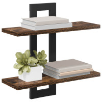 Produktbild för Flytande hyllor Rökt ek 40 x 15 x 40 cm Konstruerat trä