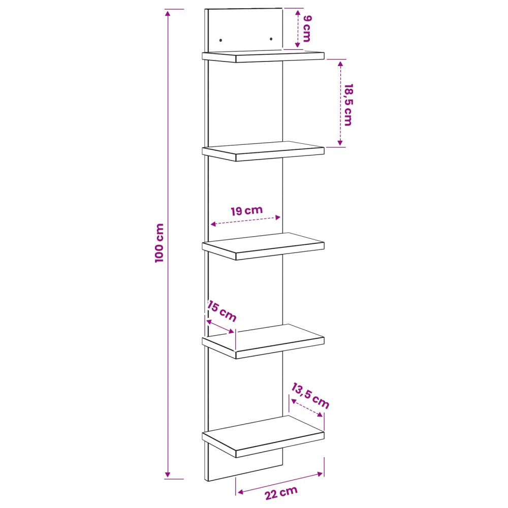 Produktbild för Vägg hylla Vit 22 x 15 x 100 cm Konstruerat trä
