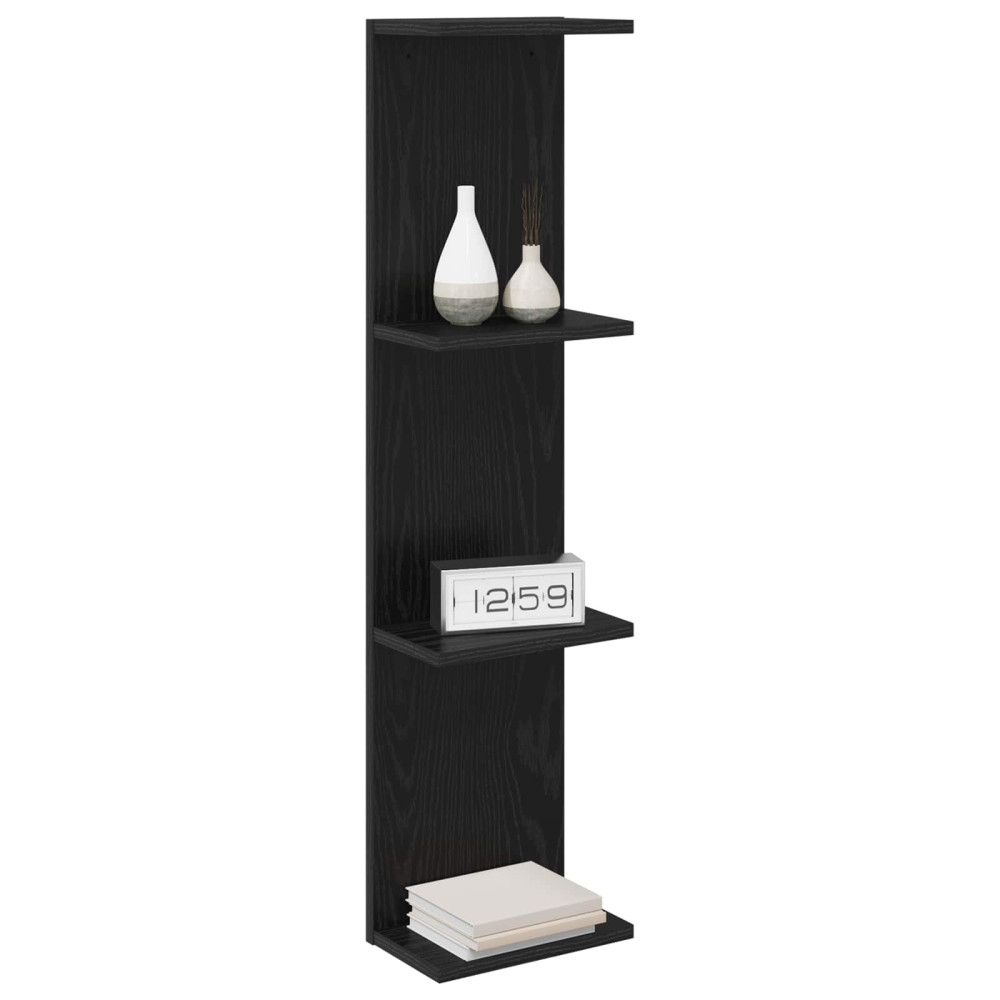 Produktbild för Vägg hylla 2 pcs Svart ek 22 x 15 x 100 cm Konstruerat trä