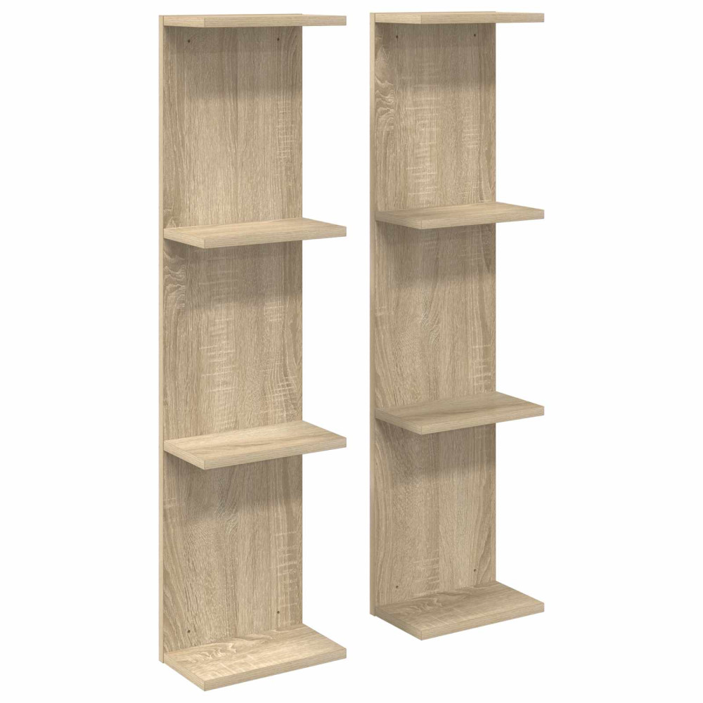 Produktbild för Vägg hylla 2 pcs Sonoma-ek 22 x 15 x 100 cm Konstruerat trä