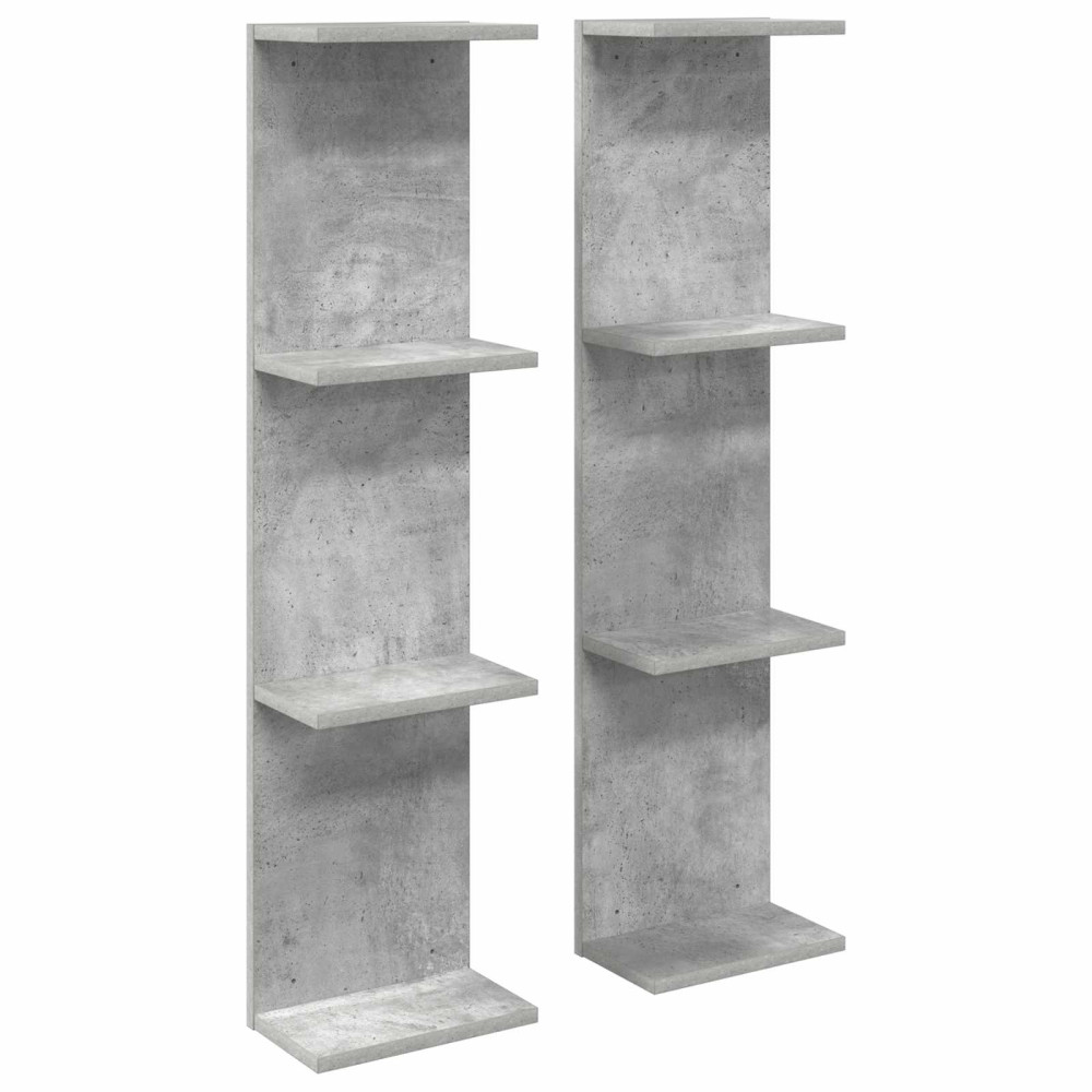 Produktbild för Vägg hylla 2 pcs Betonggrå 22 x 15 x 100 cm Konstruerat trä