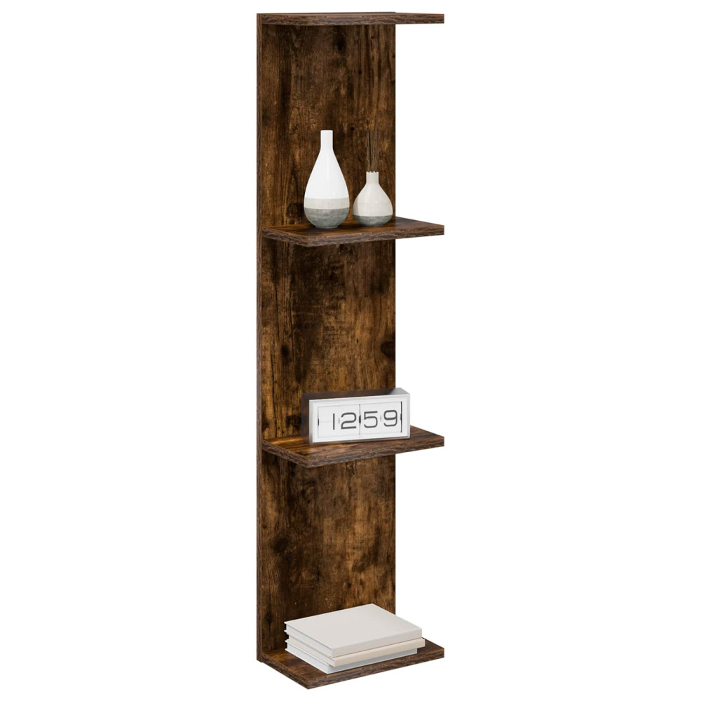 Produktbild för Vägg hylla 2 pcs Rökt ek 22 x 15 x 100 cm Konstruerat trä