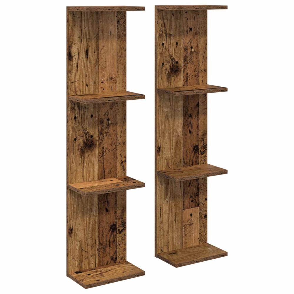 Produktbild för Vägg hylla 2 pcs Gammalt trä 22 x 15 x 100 cm Konstruerat trä