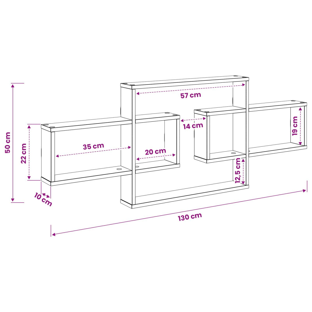 Produktbild för Vägg hylla Vit 130 x 10 x 50 cm Konstruerat trä