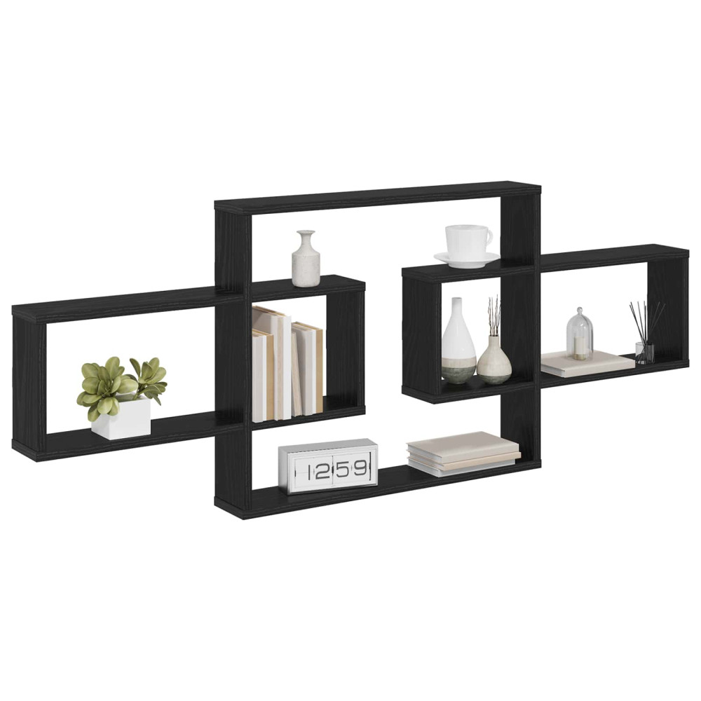 Produktbild för Vägg hylla Svart ek 130 x 10 x 50 cm Konstruerat trä