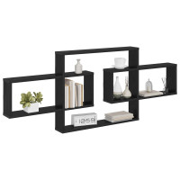 Produktbild för Vägg hylla Svart ek 130 x 10 x 50 cm Konstruerat trä
