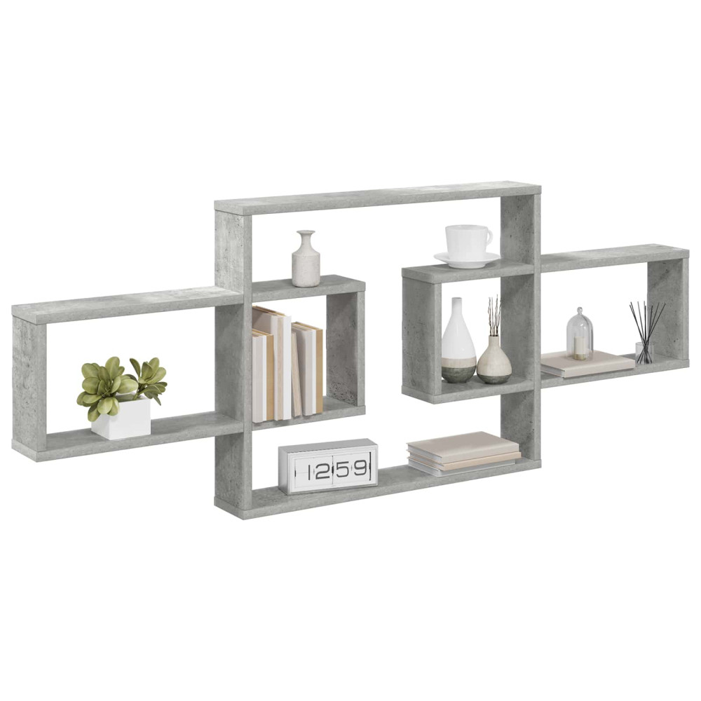 Produktbild för Vägg hylla Betonggrå 130 x 10 x 50 cm Konstruerat trä