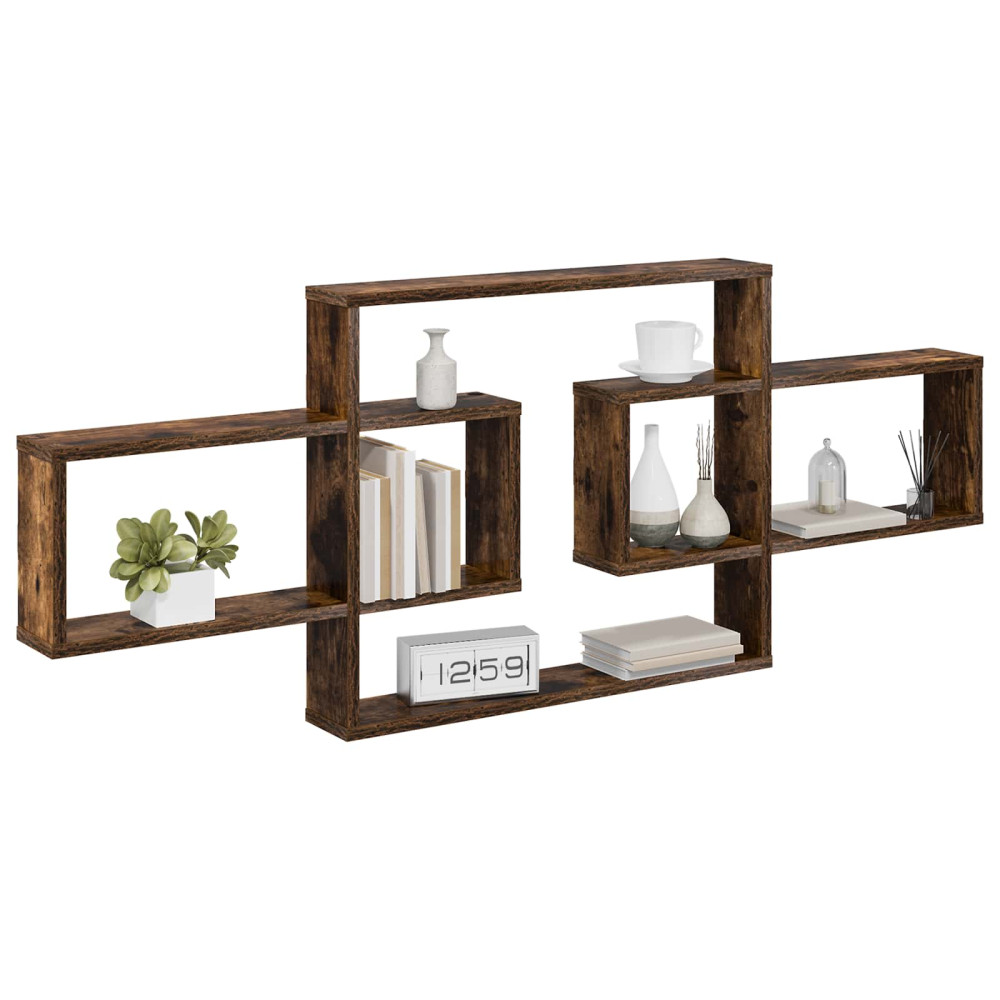 Produktbild för Vägg hylla Rökt ek 130 x 10 x 50 cm Konstruerat trä