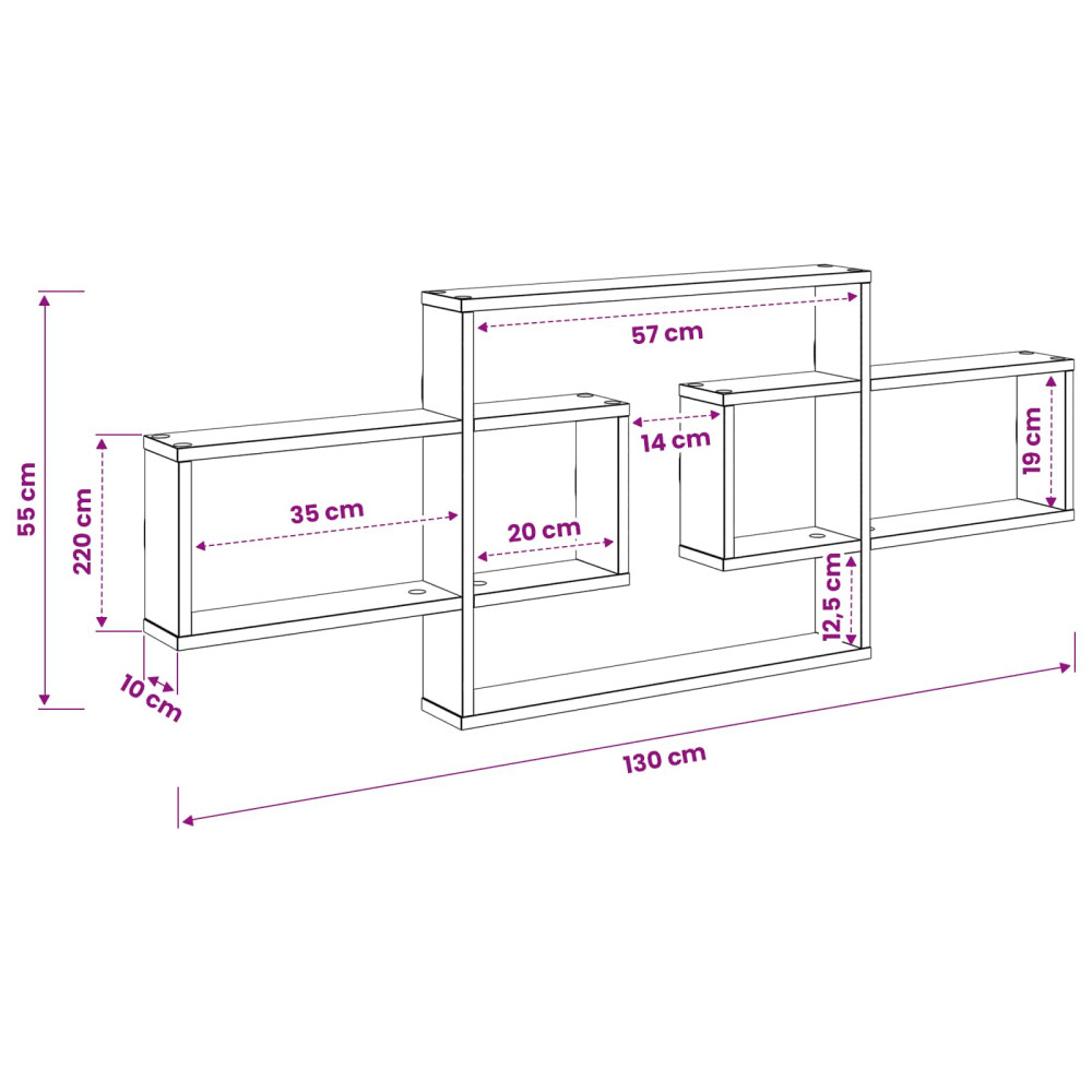 Produktbild för Vägg hylla Gammalt trä 130 x 10 x 50 cm Konstruerat trä