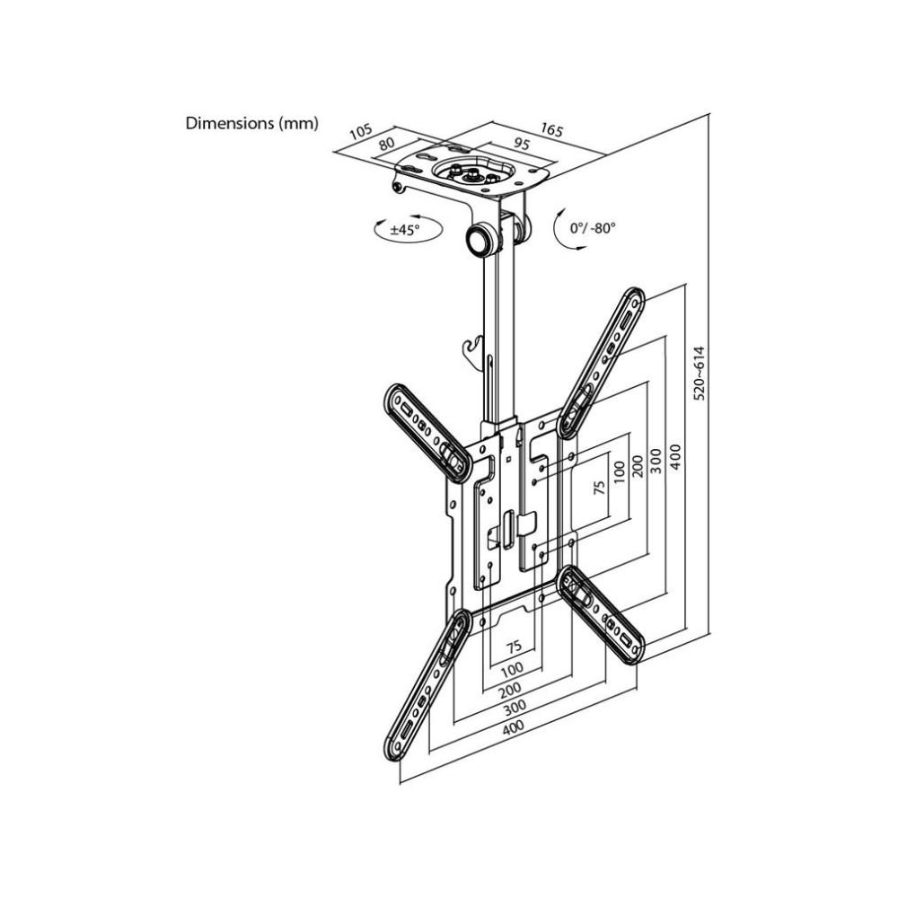 Produktbild för Goobay 70824, 58,4 cm (23"), 139,7 cm (55"), 20 kg, 75 x 75...