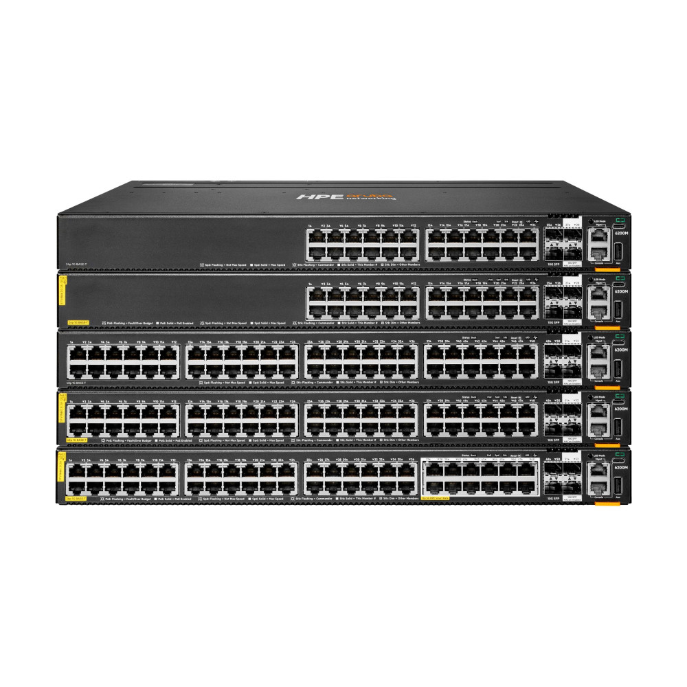 Produktbild för HPE Aruba Networking CX 6200M 36G 12SR5 Class6 PoE 4SFP+ Switch - switch - max. staplingsavstånd 10 kms - 48 portar - Administrerad - rackmonterbar