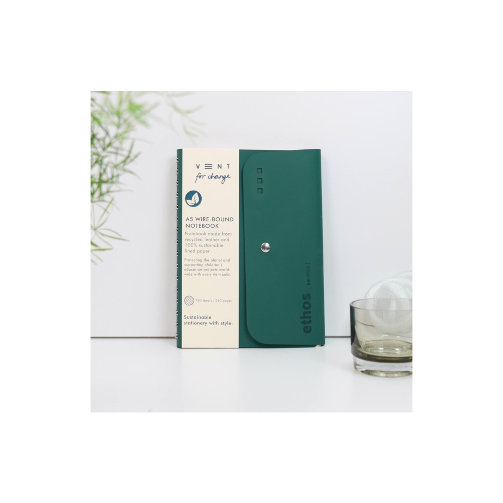 Produktbild för A5 Wire-bound Folio ETHOS - Emerald Green