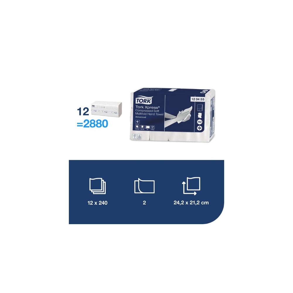 Produktbild för Handduk TORK Adv H2 Xpress Komp. 2880/fp