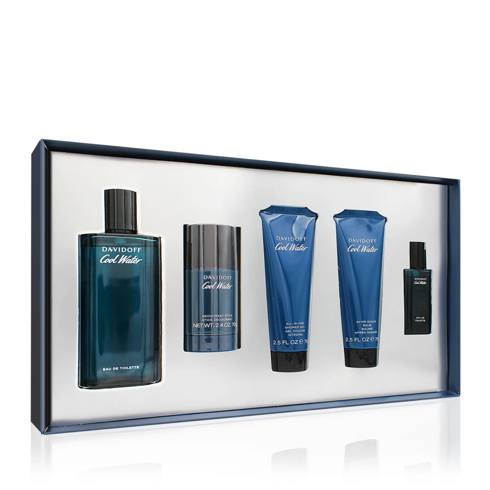 Produktbild för Davidoff Cool Water SET M (EDT 125ml + DEO 70g + SG 75ml + ASB 75ml + EDT 15ml)
