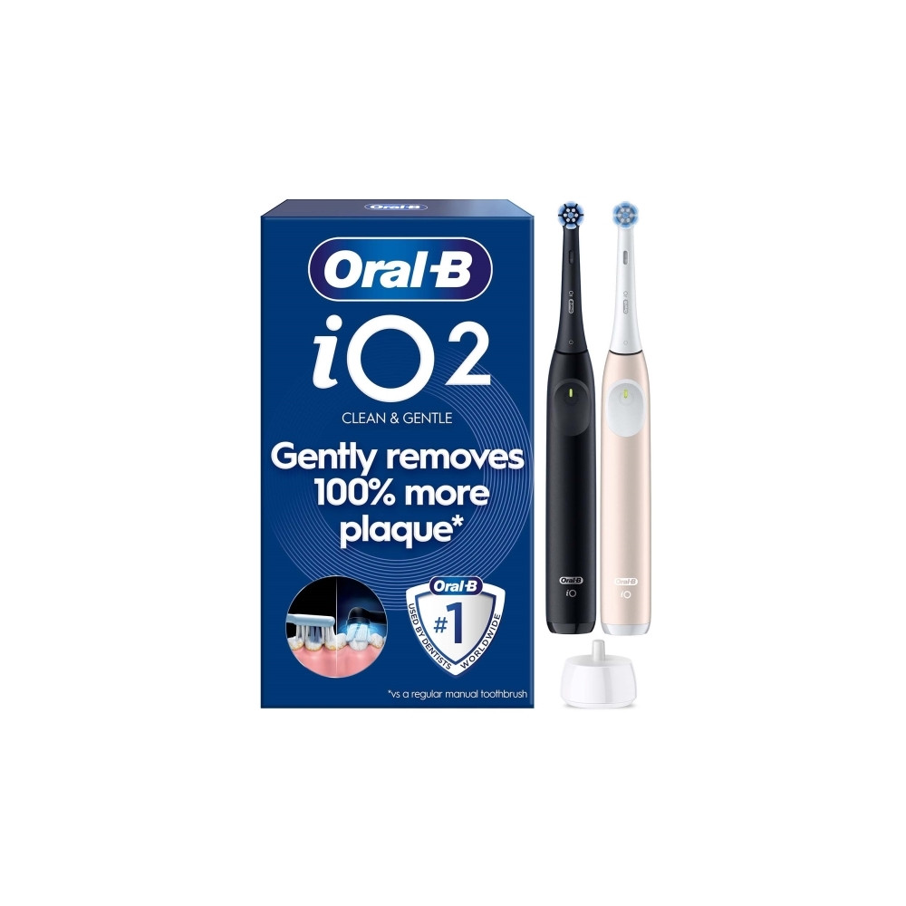 Produktbild för Braun Oral-B iO Series 2 Night Black/Calm Pink med 2 handdel...