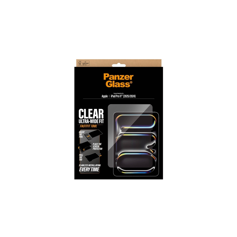 Produktbild för PanzerGlass - skärmskydd för surfplatta - ultra-bred passform, med FASTFIT-verktyg