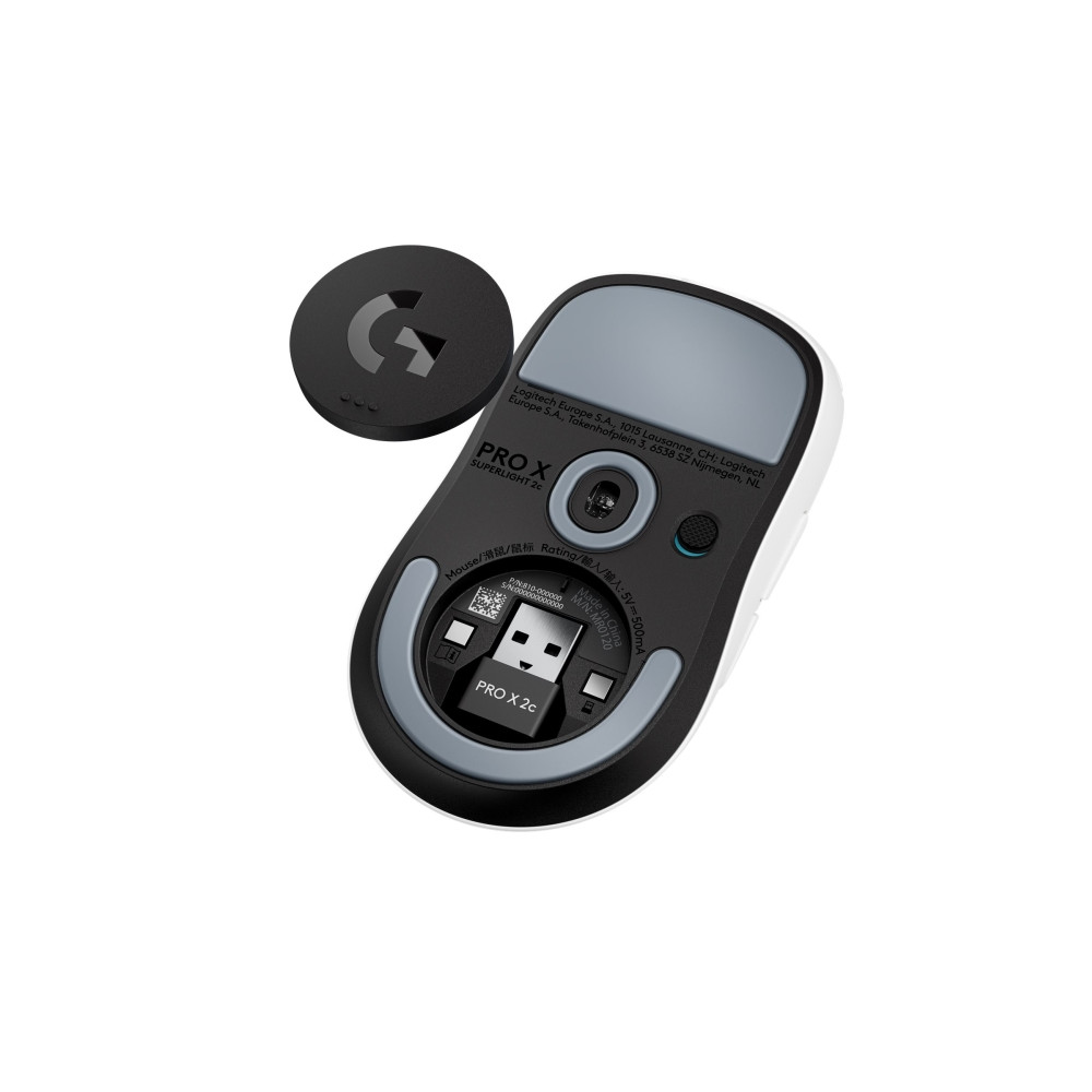 Produktbild för Logitech G PRO X SUPERLIGHT 2C - mus - gaming - 2.4 GHz, USB - vit