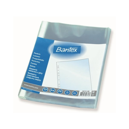 BANTEX Fickbantex av plast, med hål, a4, 45 µm, förpackning med 100...