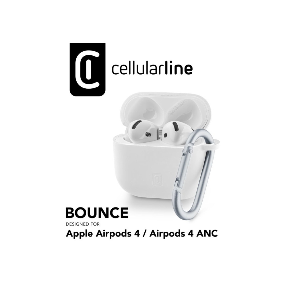 Produktbild för Airpods 4 laddningsfodral Cellular Line Bounce, silikon, vit