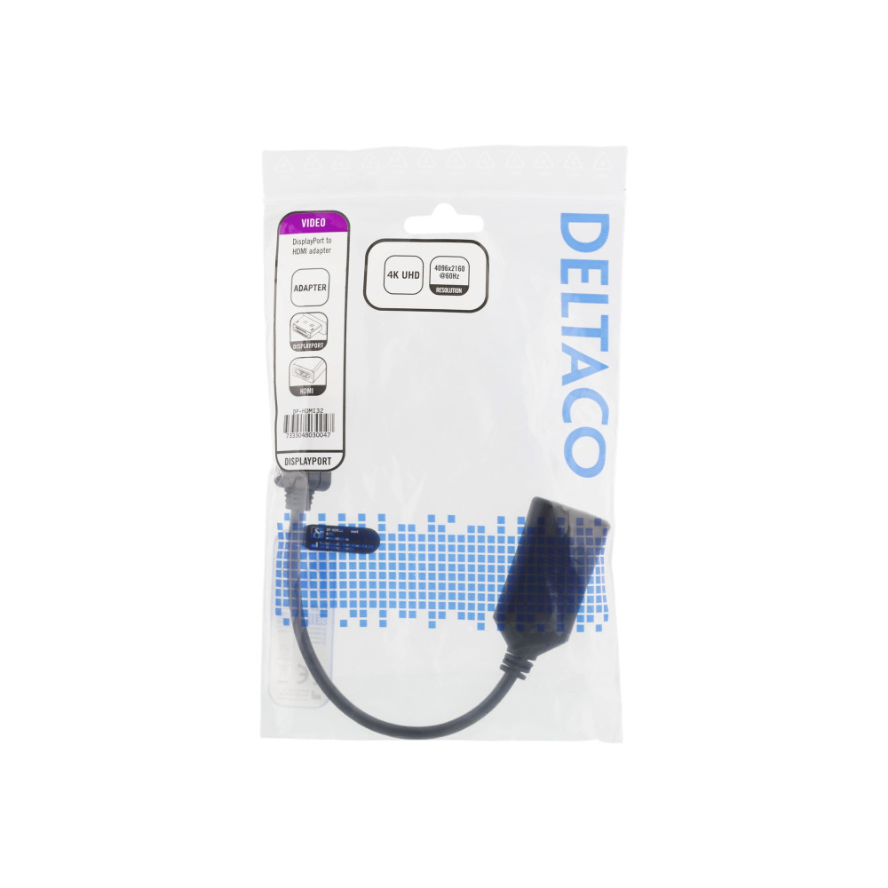 Produktbild för DELTACO DP-HDMI32 - adapterkabel - DisplayPort / HDMI - 10 cm