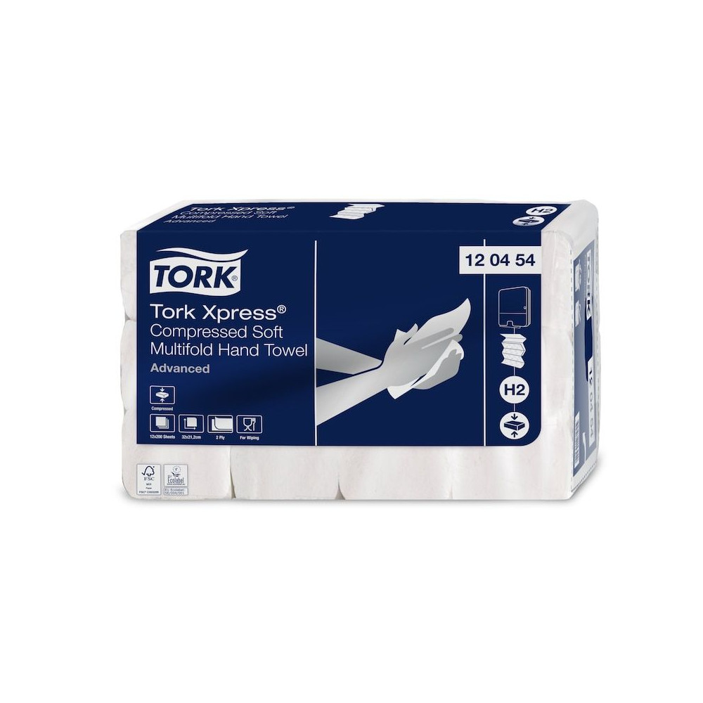 Produktbild för Tork H2 Xpress® Soft Multifold Handdukar, komprimerade, FSC,...