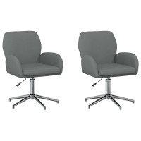 Produktbild för Svängbara skrivbordsstolar 2 st 54 x 58 x 90 cm Mörkgrå Tyg