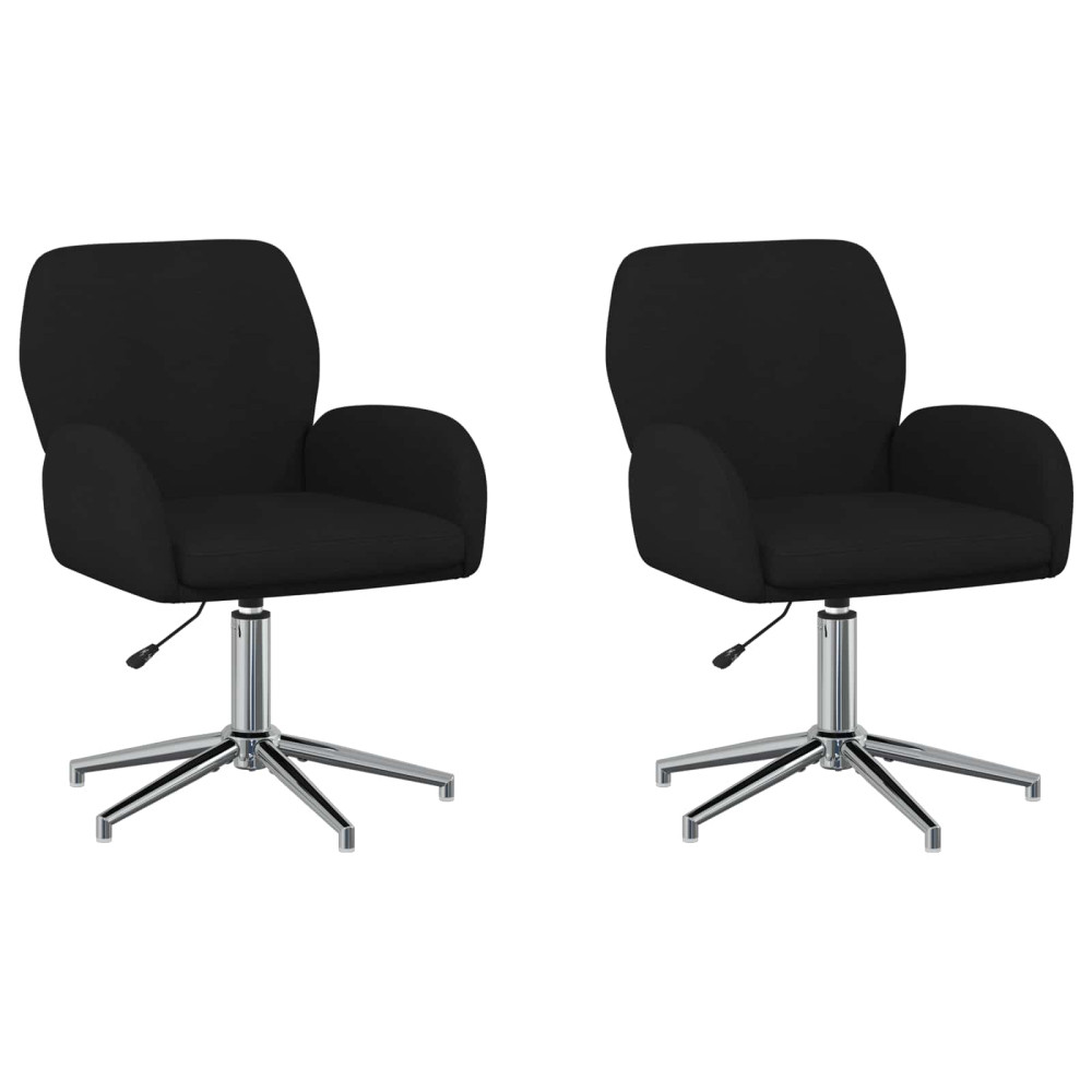 Produktbild för Svängbara skrivbordsstolar 2 st 54 x 58 x 90 cm Svart Tyg