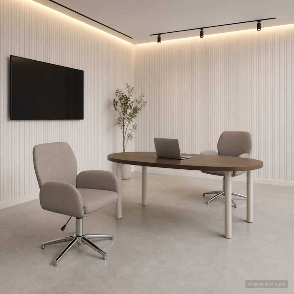 Produktbild för Svängbara skrivbordsstolar 2 st 54 x 58 x 90 cm Taupe Tyg