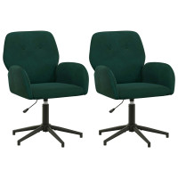 Produktbild för Svängbara skrivbordsstolar 2 st 54 x 55 x 90 cm Mörkgrön Sammet