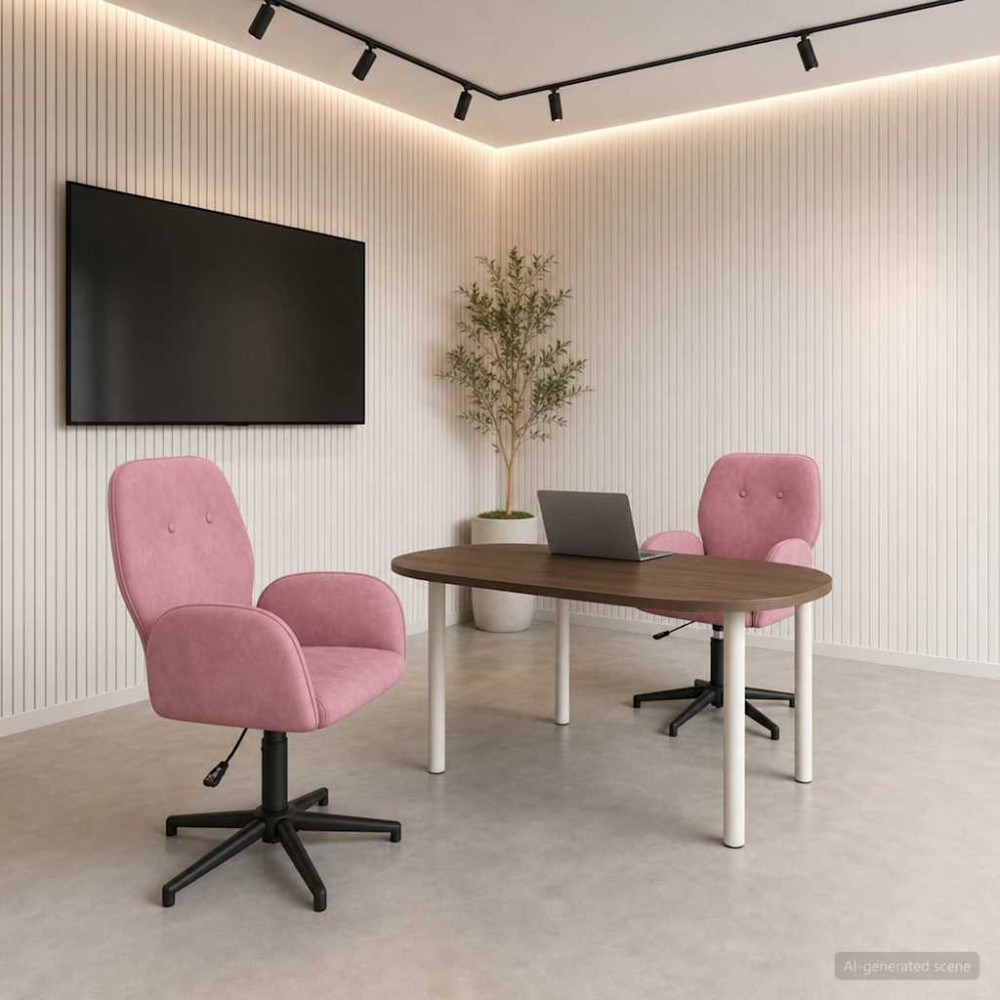 Produktbild för Svängbara skrivbordsstolar 2 st 54 x 55 x 90 cm Rosa Sammet