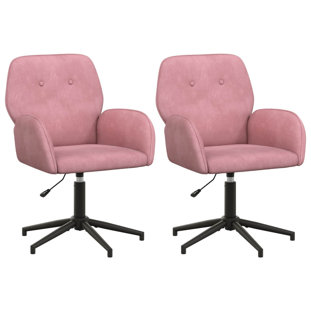Produktbild för Svängbara skrivbordsstolar 2 st 54 x 55 x 90 cm Rosa Sammet