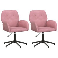 Produktbild för Svängbara skrivbordsstolar 2 st 54 x 55 x 90 cm Rosa Sammet