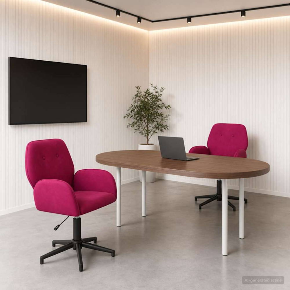 Produktbild för Svängbara skrivbordsstolar 2 st 54 x 55 x 90 cm Vinröd Sammet