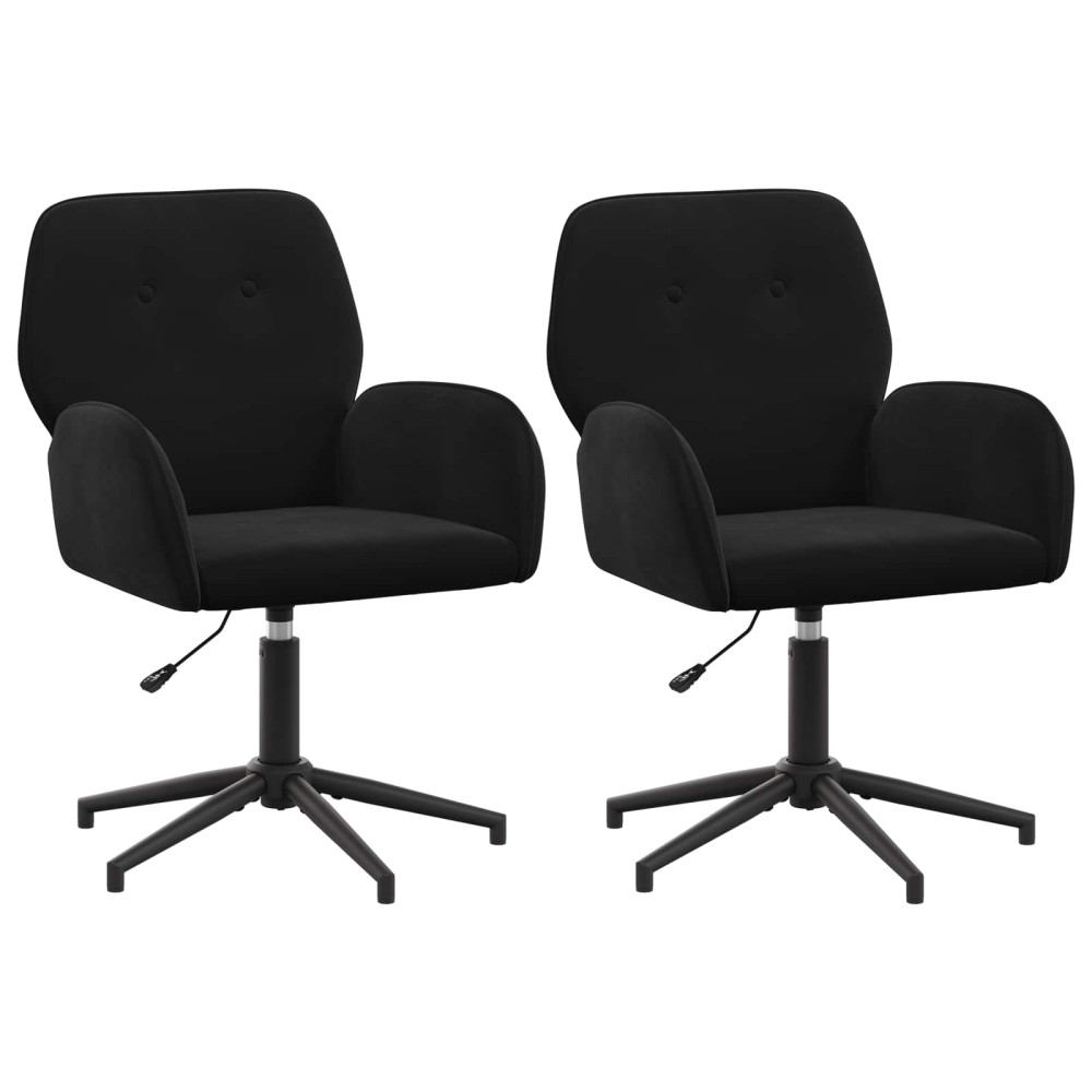 Produktbild för Svängbara skrivbordsstolar 2 st 54 x 55 x 90 cm Svart Sammet