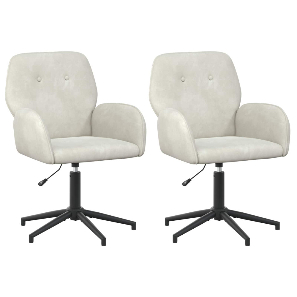 Produktbild för Svängbara skrivbordsstolar 2 st 54 x 55 x 90 cm Gräddvit Sammet