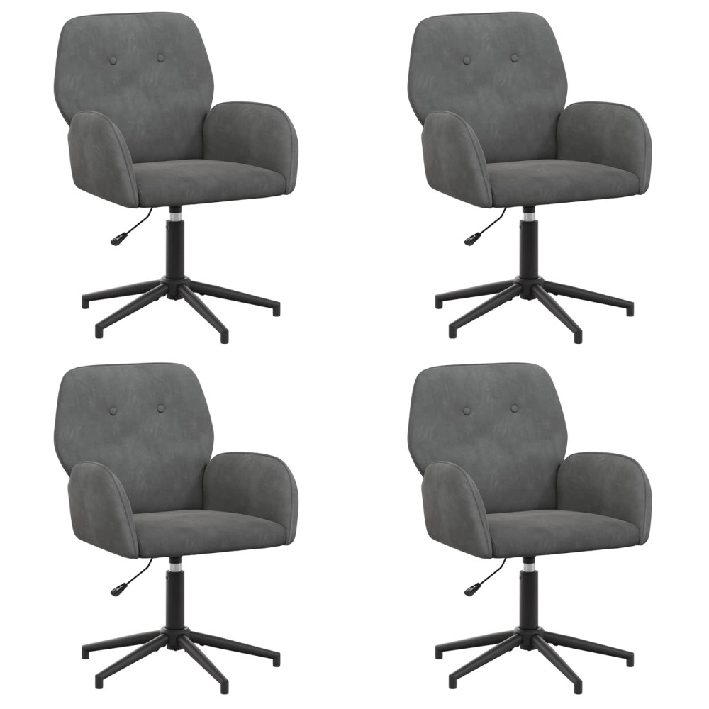 Produktbild för Svängbara skrivbordsstolar 4 st 54 x 55 x 90 cm Mörkgrå Sammet